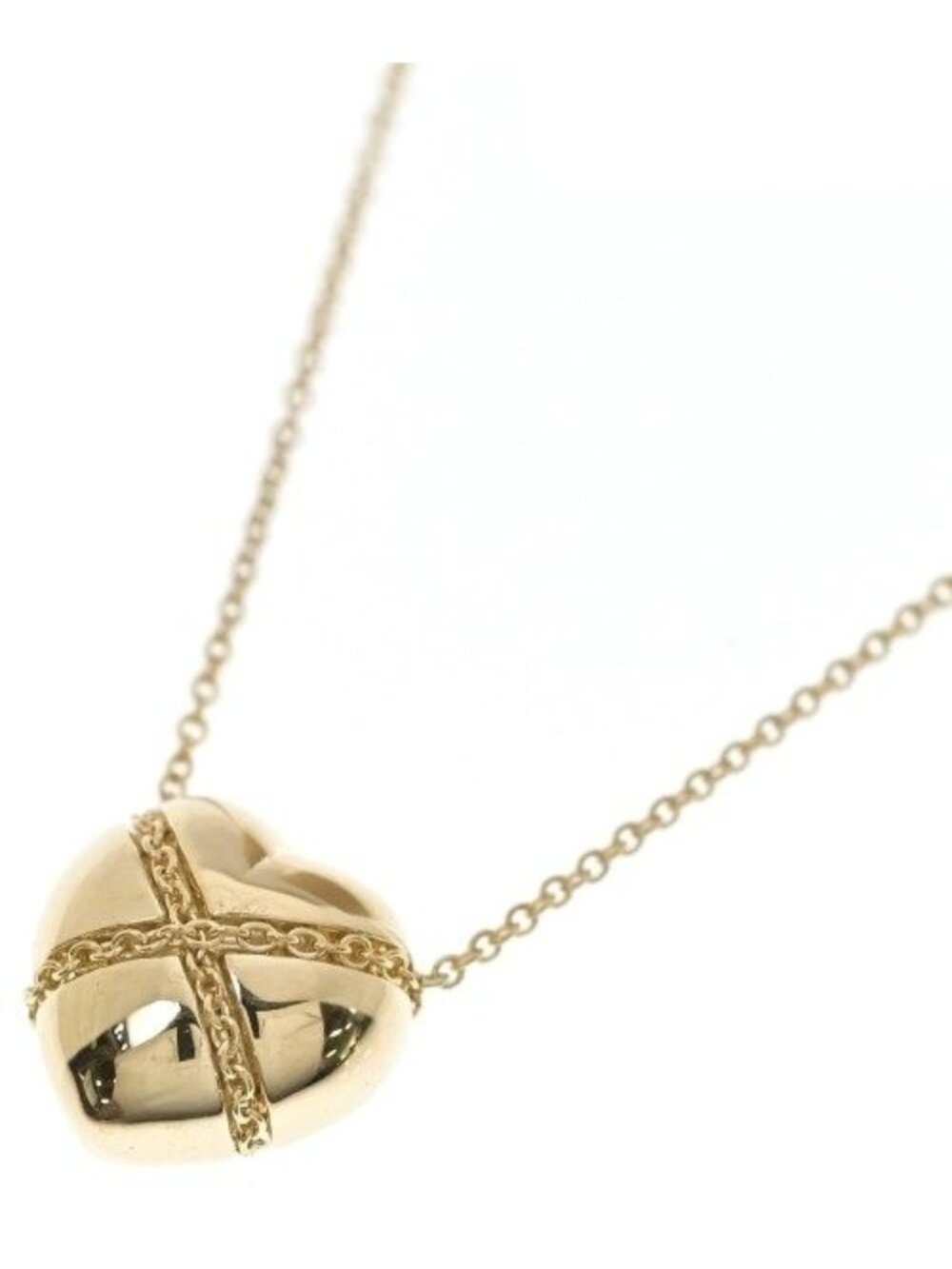 Tiffany & Co Chain Cross Heart Pendant 18K Yellow Gold New Necklace